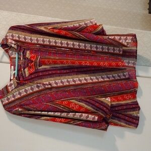 Boho Butterfly Sleeve Red & Purple V NeckTop